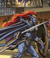 Demona Wearing Armor Sword Shield.jpg